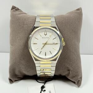 New-Bulova Classic 98B424 Silver Dial Two Tone Stainless Steel Men's Watch